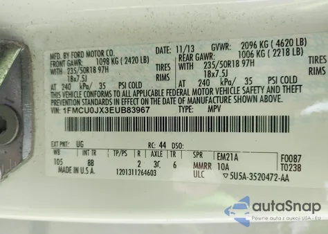 2014 Ford Escape Titanium из США, поврежденный, VIN 1FMCU0JX3EUB83967